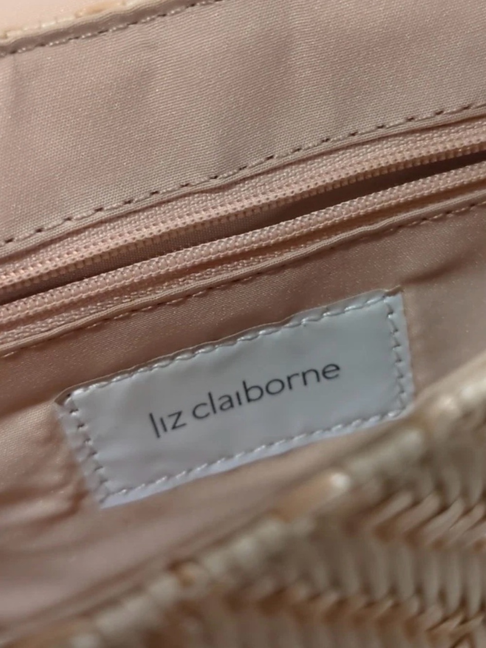 Liz Claiborne 90s Y2K Cognac Croc-Embossed and Woven Straw Shoulder Bag - Picture 5 of 16